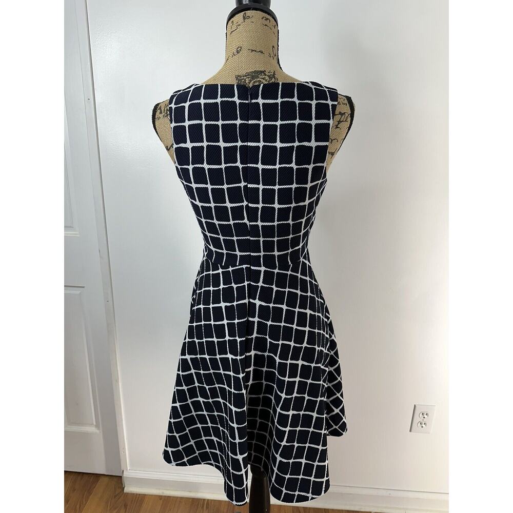 41 Hawthorn Navy Window Pane Plaid Waffle A-Line Sleeveless Dress Stretchy Sz Sm - Picture 4 of 6
